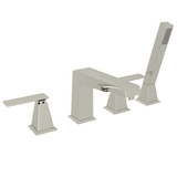 Vincent 4-Hole Deck Mount Tub Filler with Handshower - Polished Nickel with Metal Lever Handle | Model Number: A1004LVPN - Product Knockout