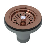 Manual Basket Strainer with Logo Branded White Porcelain Pull Knob - Rose Gold | Model Number: SW734RG - Product Knockout