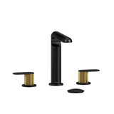 Ciclo Widespread Lavatory Faucet 1.0 GPM - Black and Brushed Gold with Knurled Lever Handles | Model Number: CI08KNBKBG-10 - Product Knockout