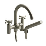 Edge Two Hole Tub Filler Without Risers  - Brushed Nickel with Cross Handles | Model Number: ED06+BN - Product Knockout