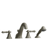 Classic 4-Hole Deck Mount Tub Filler  - Brushed Nickel with Cross Handles | Model Number: GN12+BN - Product Knockout