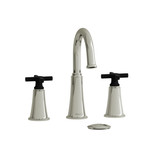 Momenti Widespread Lavatory Faucet with C-Spout  - Polished Nickel and Black with Cross Handles | Model Number: MMRD08+PNBK - Product Knockout