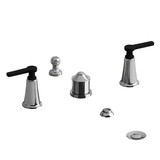 Momenti Two Handle Deck Mount Bidet  - Chrome and Black with J-Shaped Handles | Model Number: MMRD09JCBK - Product Knockout