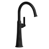 Momenti Single Handle Tall Lavatory Faucet with C-Spout  - Black with J-Shaped Handles | Model Number: MMRDL01JBK - Product Knockout