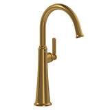 Momenti Single Handle Tall Lavatory Faucet with C-Spout 1.0 GPM - Brushed Gold with J-Shaped Handles | Model Number: MMRDL01JBG-10 - Product Knockout