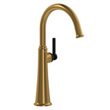 Momenti Single Handle Tall Lavatory Faucet with C-Spout 1.0 GPM - Brushed Gold and Black with Lever Handles | Model Number: MMRDL01LBGBK-10 - Product Knockout