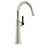 Momenti Single Handle Tall Lavatory Faucet with C-Spout 1.0 GPM - Polished Nickel and Black with Lever Handles | Model Number: MMRDL01LPNBK-10 - Product Knockout
