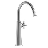 Momenti Single Handle Tall Lavatory Faucet with C-Spout  - Chrome with Cross Handles | Model Number: MMRDL01+C - Product Knockout