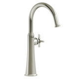 Momenti Single Handle Tall Lavatory Faucet with C-Spout  - Polished Nickel with Cross Handles | Model Number: MMRDL01+PN - Product Knockout