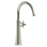 Momenti Single Handle Tall Lavatory Faucet with C-Spout  - Polished Nickel with X-Shaped Handles | Model Number: MMRDL01XPN - Product Knockout