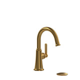 Momenti Single Handle Lavatory Faucet with C-Spout  - Brushed Gold with J-Shaped Handles | Model Number: MMRDS01JBG - Product Knockout