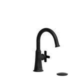 Momenti Single Handle Lavatory Faucet with C-Spout  - Black with X-Shaped Handles | Model Number: MMRDS01XBK - Product Knockout