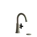 Momenti Single Handle Lavatory Faucet with C-Spout  - Brushed Nickel and Black with X-Shaped Handles | Model Number: MMRDS01XBNBK - Product Knockout