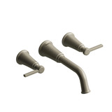 Momenti Wall Mount Lavatory Faucet  - Brushed Nickel with Lever Handles | Model Number: MMSQ03LBN - Product Knockout