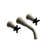 Momenti Wall Mount Lavatory Faucet  - Brushed Nickel and Black with Cross Handles | Model Number: MMSQ03+BNBK - Product Knockout