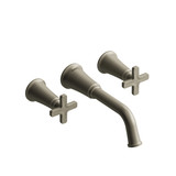 Momenti Wall Mount Lavatory Faucet 1.0 GPM - Brushed Nickel with X-Shaped Handles | Model Number: MMSQ03XBN-10 - Product Knockout