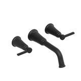 Momenti Wall Mount Tub Filler  - Black with Lever Handles | Model Number: MMSQ05LBK - Product Knockout