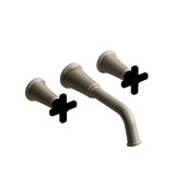 Momenti Wall Mount Tub Filler  - Brushed Nickel and Black with X-Shaped Handles | Model Number: MMSQ05XBNBK - Product Knockout