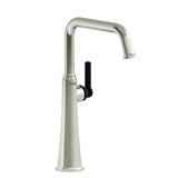 Momenti Single Handle Tall Lavatory Faucet with U-Spout 1.0 GPM - Polished Nickel and Black with J-Shaped Handles | Model Number: MMSQL01JPNBK-10 - Product Knockout