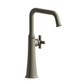 Momenti Single Handle Tall Lavatory Faucet with U-Spout  - Brushed Nickel with X-Shaped Handles | Model Number: MMSQL01XBN - Product Knockout
