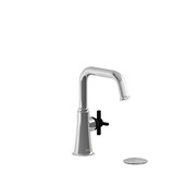 Momenti Single Handle Lavatory Faucet with U-Spout  - Chrome and Black with Cross Handles | Model Number: MMSQS01+CBK - Product Knockout