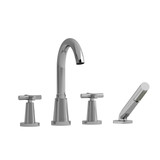 Pallace 4-Hole Deck Mount Tub Filler  - Chrome with Cross Handles | Model Number: PA12+C - Product Knockout