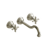 Retro Wall Mount Lavatory Faucet 1.0 GPM - Polished Nickel with X-Shaped Handles | Model Number: RT03XPN-10 - Product Knockout