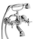 Retro Two Hole Tub Filler  - Chrome with X-Shaped Handles | Model Number: RT06XC - Product Knockout