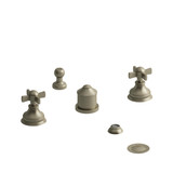 Retro Two Handle Deck Mount Bidet  - Brushed Nickel with X-Shaped Handles | Model Number: RT09XBN - Product Knockout