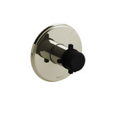 Momenti 1/2 Inch Thermostatic and Pressure Balance Trim with up to 5 Functions  - Polished Nickel and Black with Cross Handles | Model Number: TMMRD47+PNBK - Product Knockout
