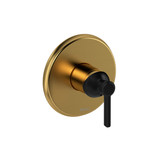 Momenti 1/2 Inch Pressure Balance Trim  - Brushed Gold and Black with Lever Handles | Model Number: TMMRD51LBGBK - Product Knockout