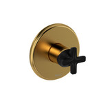 Momenti 1/2 Inch Pressure Balance Trim  - Brushed Gold and Black with X-Shaped Handles | Model Number: TMMRD51XBGBK - Product Knockout