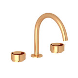 Eclissi Widespread Bathroom Faucet - C-Spout - Satin Gold with Circular Handle | Model Number: EC08D3IWSG - Product Knockout