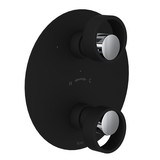 Eclissi 1/2 Inch Thermostatic Trim with Diverter - Matte Black with Polished Chrome Accent with Circular Handle | Model Number: EC12W2IWMBC - Product Knockout