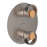 Eclissi 1/2 Inch Thermostatic Trim with Diverter - Satin Nickel with Satin Gold Accent with Circular Handle | Model Number: EC12W2IWSNG - Product Knockout
