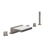 Miscelo 5-Hole Deck Mount Tub Filler - Satin Nickel Spout with Bianco Insert with Lever Handle with Insert | Model Number: MI05D5BLSTN - Product Knockout