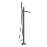 Miscelo 1-Hole Floor Mount Tub Filler - Polished Chrome Spout with Bianco Insert with Lever Handle with Insert | Model Number: MI05F1BLAPC - Product Knockout