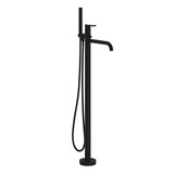 Miscelo 1-Hole Floor Mount Tub Filler - Matte Black Spout with Bianco Insert with Lever Handle with Insert | Model Number: MI05F1BLMB - Product Knockout
