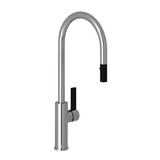 Tuario Pulldown Faucet - C Spout - Polished Chrome with Matte Black Accents with Lever Handle | Model Number: TR55D1LBAPC - Product Knockout