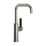 Tuario Bar and Food Prep Faucet - U Spout - Polished Nickel with Matte Black Accents with Lever Handle | Model Number: TR61D1LBPN - Product Knockout