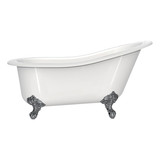 Shropshire 60-1/2 Inch X 30 Inch Freestanding  Slipper Bathtub in Volcanic Limestone&trade; with Overflow Hole - Gloss White | Model Number: SHR-N-SW-OF+FT-SHR-PC - Product Knockout