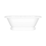 York 68-1/2 Inch X 31-1/4 Inch Freestanding Soaking Bathtub With Pedestal Base in Volcanic Limestone&trade; with Overflow Hole - Gloss White | Model Number: YOR-N-SW-OF+YOR-B-SW-OF - Product Knockout