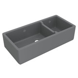 DISCONTINUED Lancaster™ 40" Double Bowl Farmhouse Apron Front Fireclay Kitchen Sink - Matte Grey | Model Number: RC4019MG