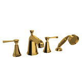 Deco 4-Hole Deck Mount Tub Filler with Handshower - Unlacquered Brass with Metal Lever Handle | Model Number: U.3152LS-ULB - Product Knockout