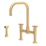 DISCONTINUED Holborn™ Bridge Kitchen Faucet With U-Spout and Side Spray - Satin English Gold | Model Number: U.4278X-SEG-2