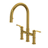 Armstrong Bridge Kitchen Faucet - Unlacquered Brass with Metal Lever Handle | Model Number: U.4549HT-ULB-2 - Product Knockout