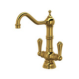 Edwardian Single Hole Bar and Food Prep Faucet with Lever Handles - Unlacquered Brass with Metal Lever Handle | Model Number: U.4759ULB-2 - Product Knockout