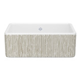 Shaker™ 30" Single Bowl Farmhouse Apron Front Fireclay Kitchen Sink With Lines Design - Lines in Gold | Model Number: MS3018WHLNGO
