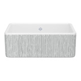 Shaker™ 30" Single Bowl Farmhouse Apron Front Fireclay Kitchen Sink With Lines Design - Lines in Silver | Model Number: MS3018WHLNSI