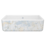 Lancaster™ 33" Single Bowl Farmhouse Apron Front Fireclay Kitchen Sink With Patina Design - Patina in Blue/Gold | Model Number: RC3318WHPTBG